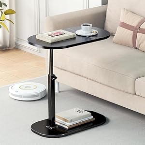 C Table End Table Adjustable Height, Laptop Table for Couch, 360°Swivel TV Tray, Coffee Side Table