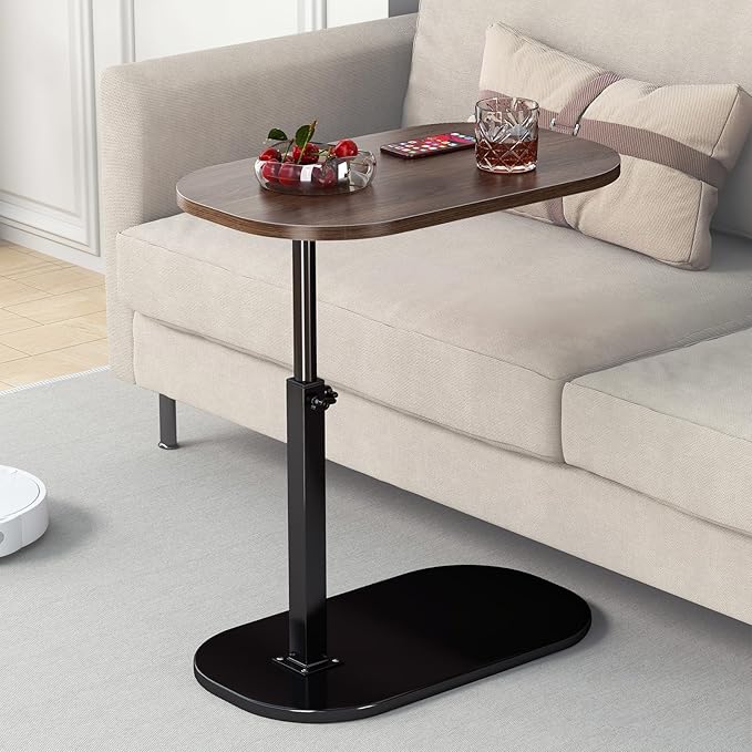 C Table End Table Adjustable Height, Laptop Table for Couch, 360°Swivel TV Tray, Coffee Side Table