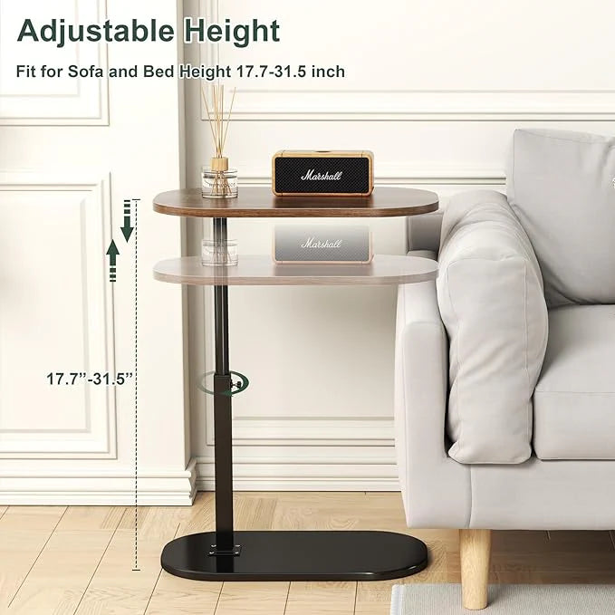 C Table End Table Adjustable Height, Laptop Table for Couch, 360°Swivel TV Tray, Coffee Side Table
